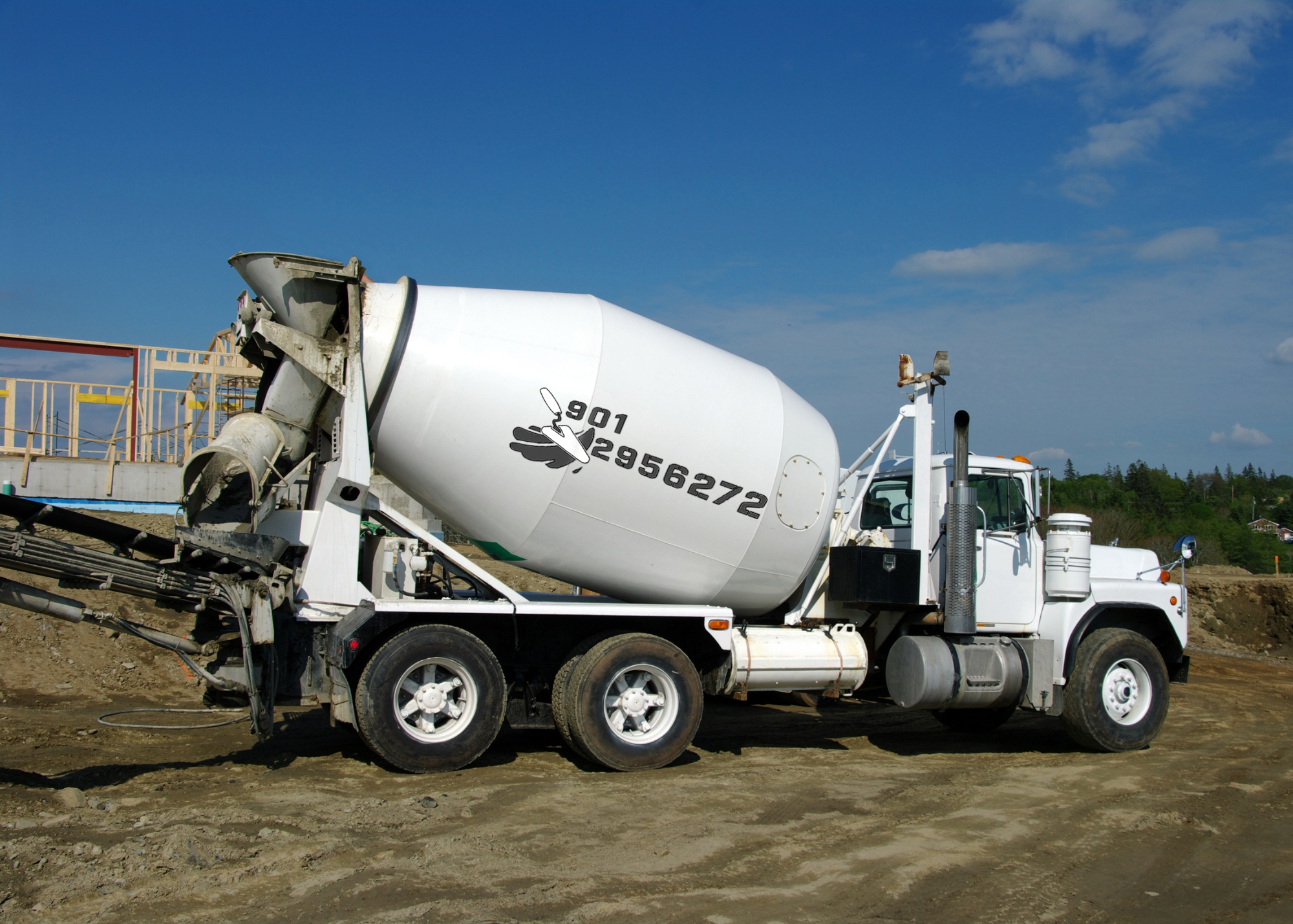 Millington Concrete mixer truck on job site in Millington TN